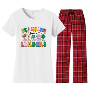 Cute Retro Cartoon Teaching Future Leaders Women's Flannel Pajama Set