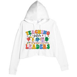 Cute Retro Cartoon Teaching Future Leaders Crop Fleece Hoodie