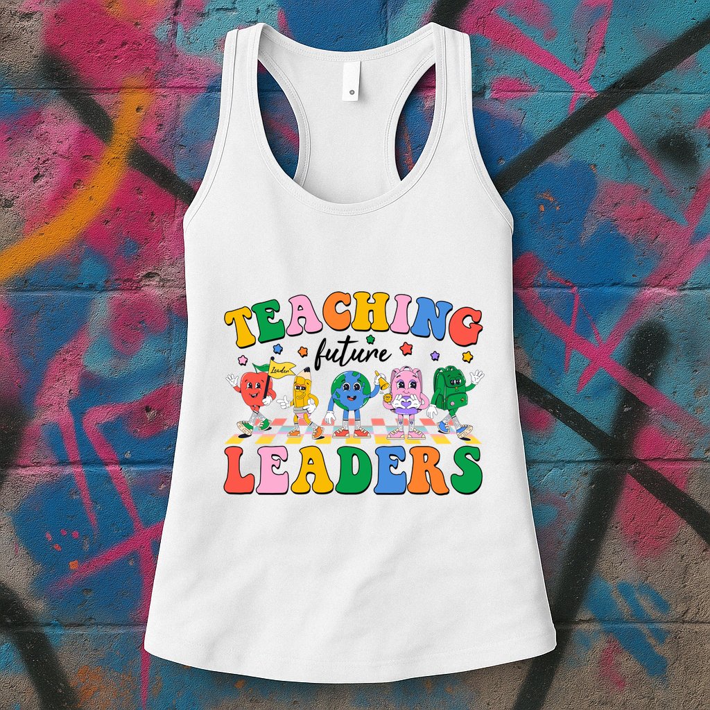Cute Retro Cartoon Teaching Future Leaders Womens Tank Top