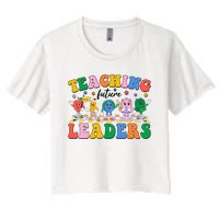 Cute Retro Cartoon Teaching Future Leaders Women's Crop Top Tee