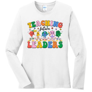 Cute Retro Cartoon Teaching Future Leaders Ladies Long Sleeve Shirt