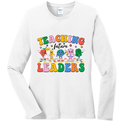 Cute Retro Cartoon Teaching Future Leaders Ladies Long Sleeve Shirt