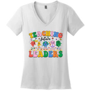 Cute Retro Cartoon Teaching Future Leaders Women's V-Neck T-Shirt