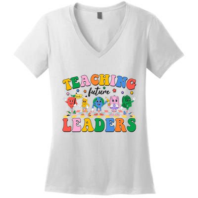Cute Retro Cartoon Teaching Future Leaders Women's V-Neck T-Shirt