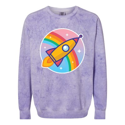 Cartoon Rocket Colorblast Crewneck Sweatshirt