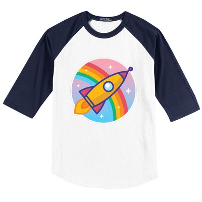 Cartoon Rocket Baseball Sleeve Shirt