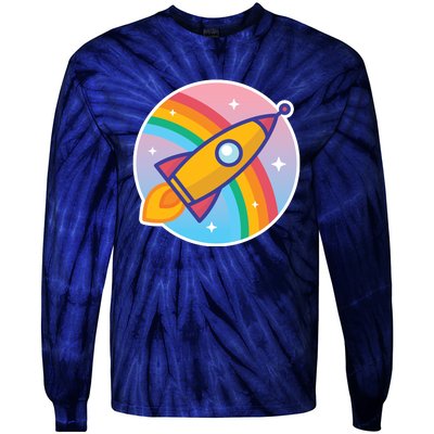 Cartoon Rocket Tie-Dye Long Sleeve Shirt