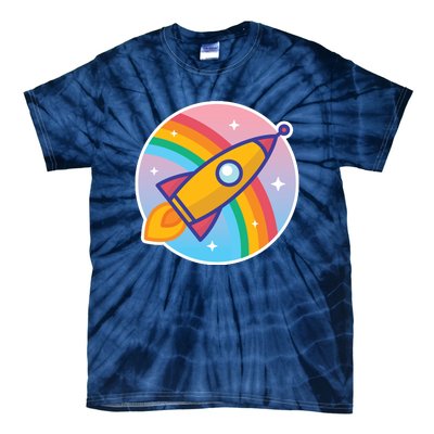 Cartoon Rocket Tie-Dye T-Shirt