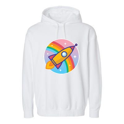 Cartoon Rocket Garment-Dyed Fleece Hoodie