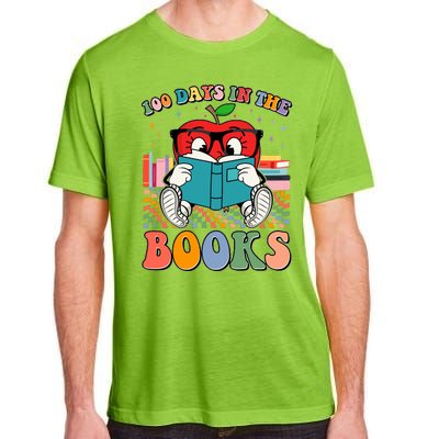 Cute Retro Cartoon Apple 100 Days Of Books Adult ChromaSoft Performance T-Shirt