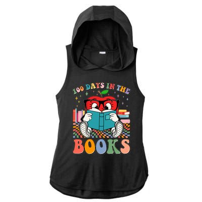 Cute Retro Cartoon Apple 100 Days Of Books Ladies PosiCharge Tri-Blend Wicking Draft Hoodie Tank