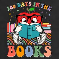 Cute Retro Cartoon Apple 100 Days Of Books 7 Panel Mesh Trucker Snapback Hat