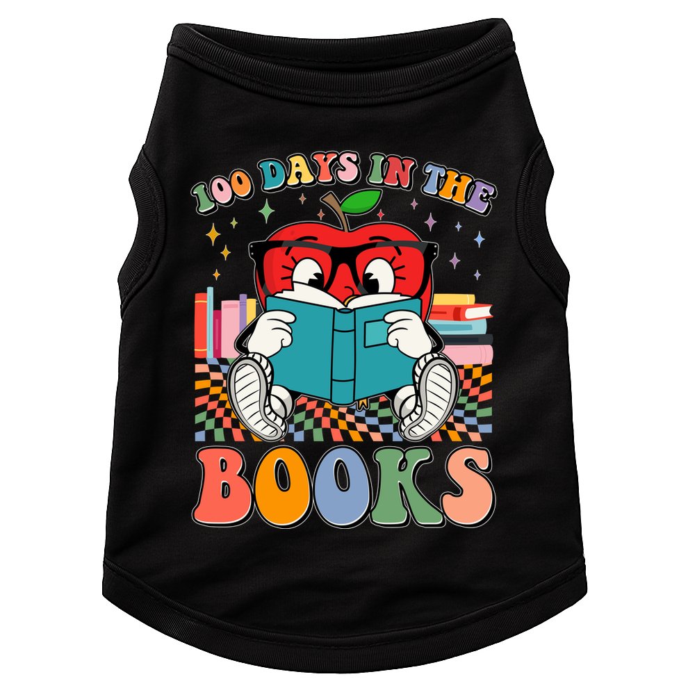 Cute Retro Cartoon Apple 100 Days Of Books Doggie Tank