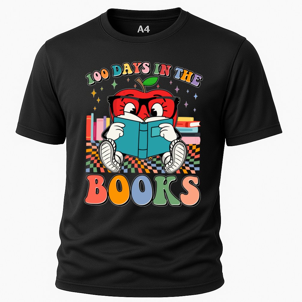Cute Retro Cartoon Apple 100 Days Of Books Performance Shirt