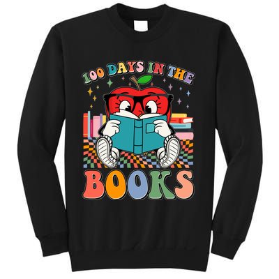 Cute Retro Cartoon Apple 100 Days Of Books Sweatshirt