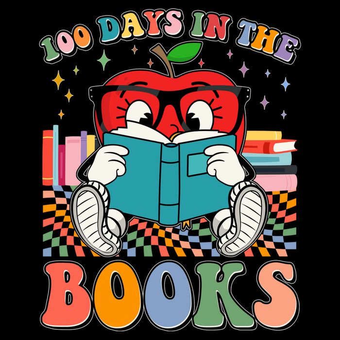 Cute Retro Cartoon Apple 100 Days Of Books 7-Panel Snapback Hat