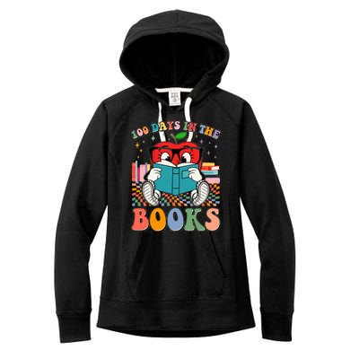 Cute Retro Cartoon Apple 100 Days Of Books Women's Fleece Hoodie