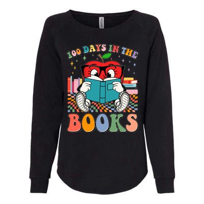 Cute Retro Cartoon Apple 100 Days Of Books Womens California Wash Sweatshirt