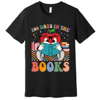 Cute Retro Cartoon Apple 100 Days Of Books Premium T-Shirt