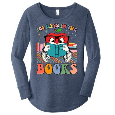 Cute Retro Cartoon Apple 100 Days Of Books Women's Perfect Tri Tunic Long Sleeve Shirt