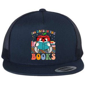 Cute Retro Cartoon Apple 100 Days Of Books Flat Bill Trucker Hat