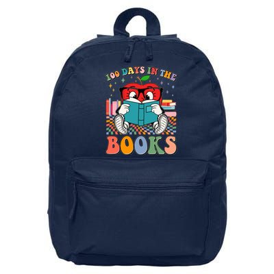 Cute Retro Cartoon Apple 100 Days Of Books 16 in Basic Backpack