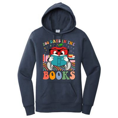 Cute Retro Cartoon Apple 100 Days Of Books Women's Pullover Hoodie