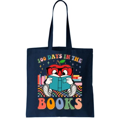 Cute Retro Cartoon Apple 100 Days Of Books Tote Bag