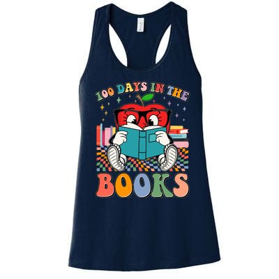 Cute Retro Cartoon Apple 100 Days Of Books Women's Racerback Tank