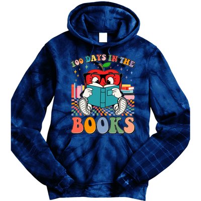 Cute Retro Cartoon Apple 100 Days Of Books Tie Dye Hoodie