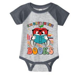 Cute Retro Cartoon Apple 100 Days Of Books Infant Baby Jersey Bodysuit