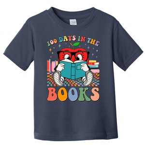 Cute Retro Cartoon Apple 100 Days Of Books Toddler T-Shirt