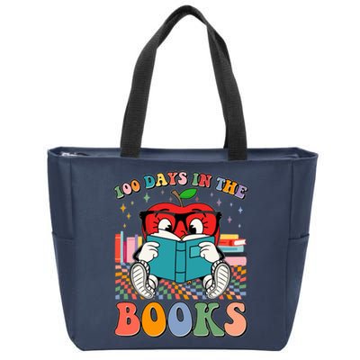 Cute Retro Cartoon Apple 100 Days Of Books Zip Tote Bag