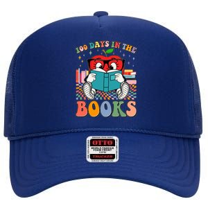 Cute Retro Cartoon Apple 100 Days Of Books High Crown Mesh Back Trucker Hat