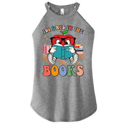 Cute Retro Cartoon Apple 100 Days Of Books Women's Perfect Tri Rocker Tank