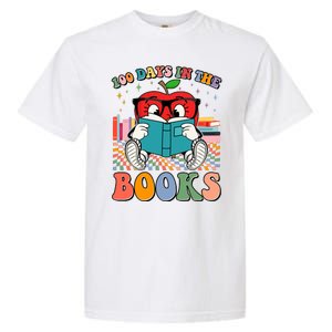 Cute Retro Cartoon Apple 100 Days Of Books Garment-Dyed Heavyweight T-Shirt