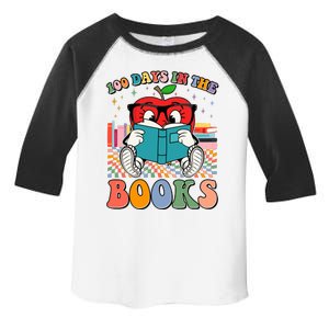 Cute Retro Cartoon Apple 100 Days Of Books Toddler Fine Jersey T-Shirt