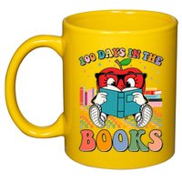 Cute Retro Cartoon Apple 100 Days Of Books 11oz C Handle Ceramic Mug