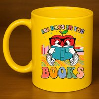Cute Retro Cartoon Apple 100 Days Of Books 11oz C Handle Ceramic Mug