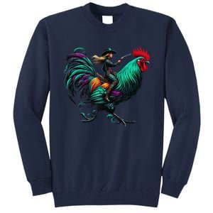 Cow Riding Chicken Tall Sweatshirt