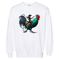 Cow Riding Chicken Garment-Dyed Sweatshirt