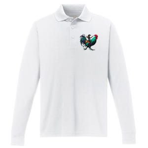 Cow Riding Chicken Performance Long Sleeve Polo