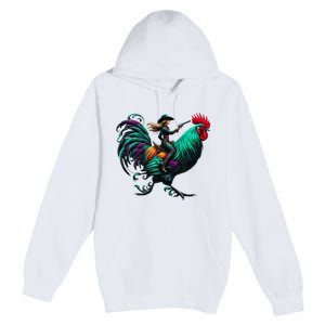 Cow Riding Chicken Premium Pullover Hoodie