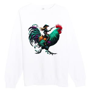 Cow Riding Chicken Premium Crewneck Sweatshirt