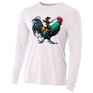 Cow Riding Chicken Cooling Performance Long Sleeve Crew