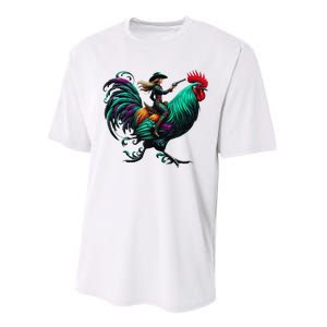 Cow Riding Chicken Performance Sprint T-Shirt