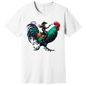 Cow Riding Chicken Premium T-Shirt