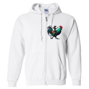 Cow Riding Chicken Full Zip Hoodie