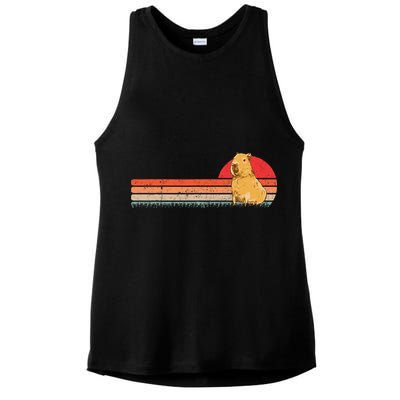 Capybara Retro Capybara Vintage Ladies PosiCharge Tri-Blend Wicking Tank