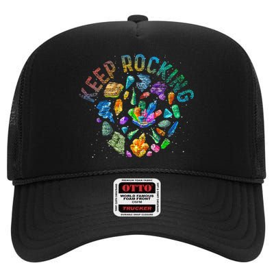 Colorful Rock Collector Earth Scientist Gift Funny Geology High Crown Mesh Back Trucker Hat